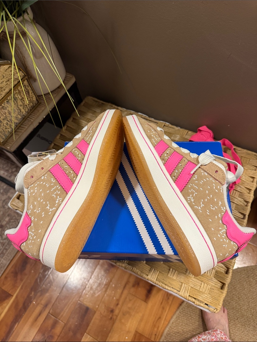 adidas Campus 00s Beige Suede Sneakers with Pink Stripes - Picture 5 of 7